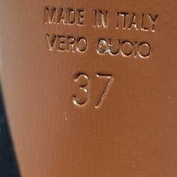 Pre Owned Fendi Black/Beige Zucca Mesh And Fabric Colibri Knee Length Boots Size 37