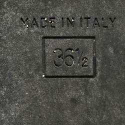 Pre Owned Fendi Black Leather Mania Motif Flat Slide Sandals Size 36.5