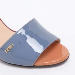 Pre Owned Fendi Tri Color Patent Leather Slide Sandals Size 38