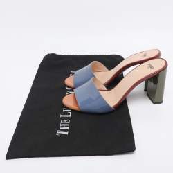 Pre Owned Fendi Tri Color Patent Leather Slide Sandals Size 38