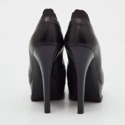 Pre Owned Fendi Black Leather Faux-Wrap Fendista Platform Ankle Booties Size 40