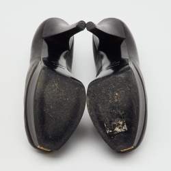 Pre Owned Fendi Black Leather Faux-Wrap Fendista Platform Ankle Booties Size 40