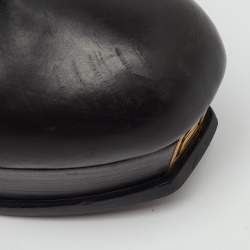 Pre Owned Fendi Black Leather Faux-Wrap Fendista Platform Ankle Booties Size 40