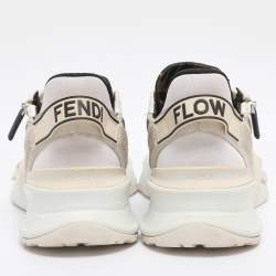 Pre Owned Fendi Cream/White Suede and Mesh Flow Low Top Sneakers Size 39