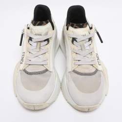 Pre Owned Fendi Cream/White Suede and Mesh Flow Low Top Sneakers Size 39