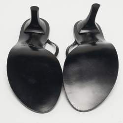 Pre Owned Fendi Brown/Black Zucca Canvas And Leather Slide Sandals Size 41