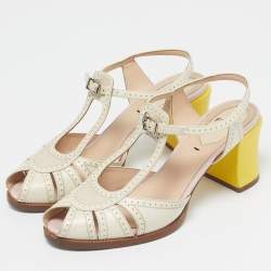 Pre Owned Fendi Tricolor Lizard Embossed and Leather Chameleon Ankle Strap Sandals Size 36.5