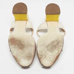 Pre Owned Fendi Tricolor Lizard Embossed and Leather Chameleon Ankle Strap Sandals Size 36.5