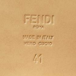 Pre Owned Fendi Beige Leather Baguette Heel Slide Sandals Size 41