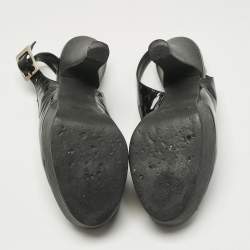 Pre Owned Fendi Black Patent Leather Slingback Platform Pumps Size 38.5