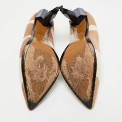 Pre Owned Fendi Beige/White Zebra Print Calf Hair Diamond Heel Pumps Size 38.5