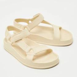 Pre Owned Fendi Cream Rubber Hiker Ankle Strap Sandals Size 38