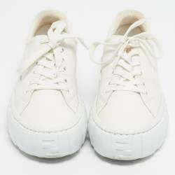 Pre Owned Fendi Off White Leather and Mesh Force Sneakers Size 37