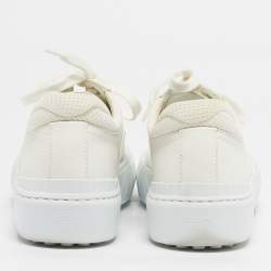 Pre Owned Fendi Off White Leather and Mesh Force Sneakers Size 37