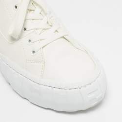 Pre Owned Fendi Off White Leather and Mesh Force Sneakers Size 37