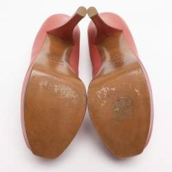 Pre Owned Fendi Old Rose Leather Fendista Platform Pumps Size 39.5