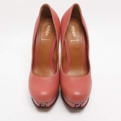 Pre Owned Fendi Old Rose Leather Fendista Platform Pumps Size 39.5