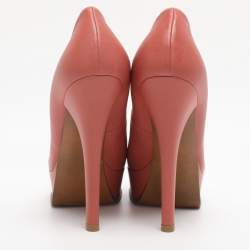 Pre Owned Fendi Old Rose Leather Fendista Platform Pumps Size 39.5