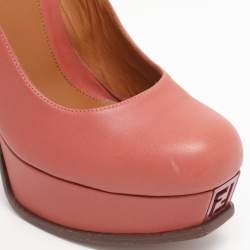 Pre Owned Fendi Old Rose Leather Fendista Platform Pumps Size 39.5