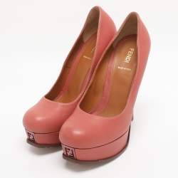 Pre Owned Fendi Old Rose Leather Fendista Platform Pumps Size 39.5