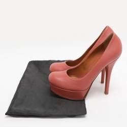 Pre Owned Fendi Old Rose Leather Fendista Platform Pumps Size 39.5