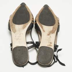 Pre Owned Fendi Black/Brown Leather Buckle Strap Slingback Pointed Sandals Size 40
