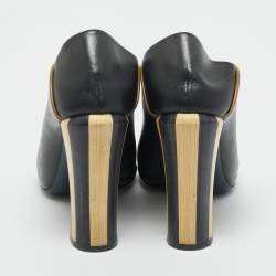 Pre Owned Fendi Two Tone Leather Scallop Lined Peep Toe Pumps Size 40