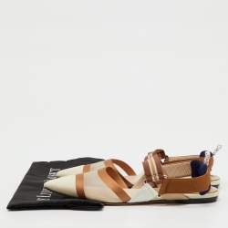 Pre Owned Fendi Tricolor Technical Mesh and Fabric Colibri Slingback Flats Size 38