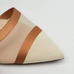 Pre Owned Fendi Tricolor Technical Mesh and Fabric Colibri Slingback Flats Size 38