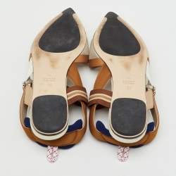 Pre Owned Fendi Tricolor Technical Mesh and Fabric Colibri Slingback Flats Size 38