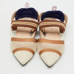 Pre Owned Fendi Tricolor Technical Mesh and Fabric Colibri Slingback Flats Size 38