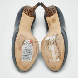 Pre Owned Fendi Grey Patent Leather Platform Round Toe Pumps Size 36