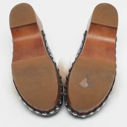 Pre Owned Fendi Black Fur and Leather Monster Clogs Size 37