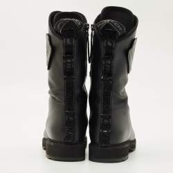 Pre Owned Fendi Black Leather Forever Fendi Hiking Boots Size 37