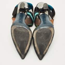 Pre Owned Fendi Multicolor Canvas and Leather Colibri Slingback Pumps Size 38