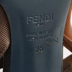 Pre Owned Fendi Multicolor Canvas and Leather Colibri Slingback Pumps Size 38