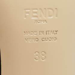 Pre Owned Fendi Black/Brown FF Interlace Leather Slide Sandals Size 38