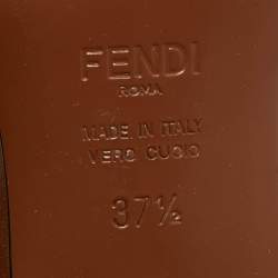 Pre Owned Fendi Brown/White Zucca PVC and Leather Colibri Slingback Pumps Size 37.5