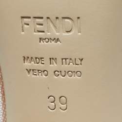 Pre Owned Fendi Light Pink/Brown Zucca Mesh and Leather Colibri Pumps Size 39