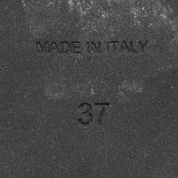 Pre Owned Fendi Black Karligraphy Jacquard and Leather Combat Boots Size 37