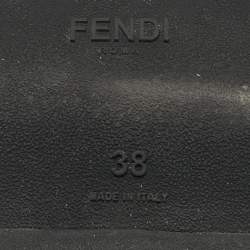Pre Owned Fendi Black Fabric And Suede Fun Fair Logo Slip On Sneakers Size 38