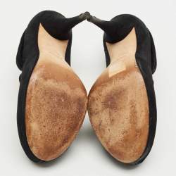 Pre Owned Fendi Black Lace and Suede Envelope Pumps Size 38.5