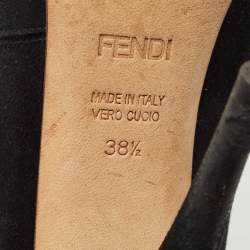 Pre Owned Fendi Black Lace and Suede Envelope Pumps Size 38.5