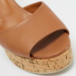 Pre Owned Fendi Brown Leather Ankle Strap Sandals Size 38.5