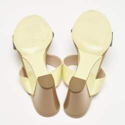 Pre Owned Fendi Multicolor Patent Leather Wedge Slide Sandals Size 37.5