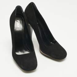 Pre Owned حذاء كعب عالي فندي شمواه أسود مقدمة دائرية مقاس 40