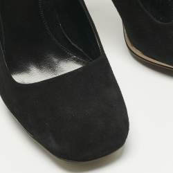 Pre Owned حذاء كعب عالي فندي شمواه أسود مقدمة دائرية مقاس 40