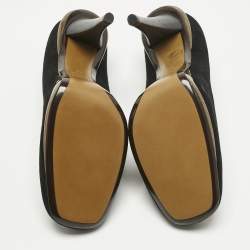 Pre Owned حذاء كعب عالي فندي شمواه أسود مقدمة دائرية مقاس 40