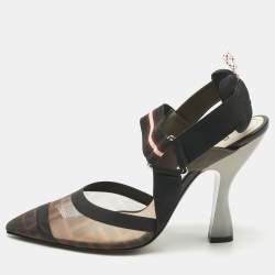 Pre Owned Fendi Multicolor Canvas and Leather Colibri Slingback Pumps Size 39