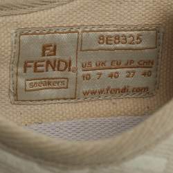 Pre Owned Fendi Cream FF Canvas Domino Lace Up Sneakers Size 40